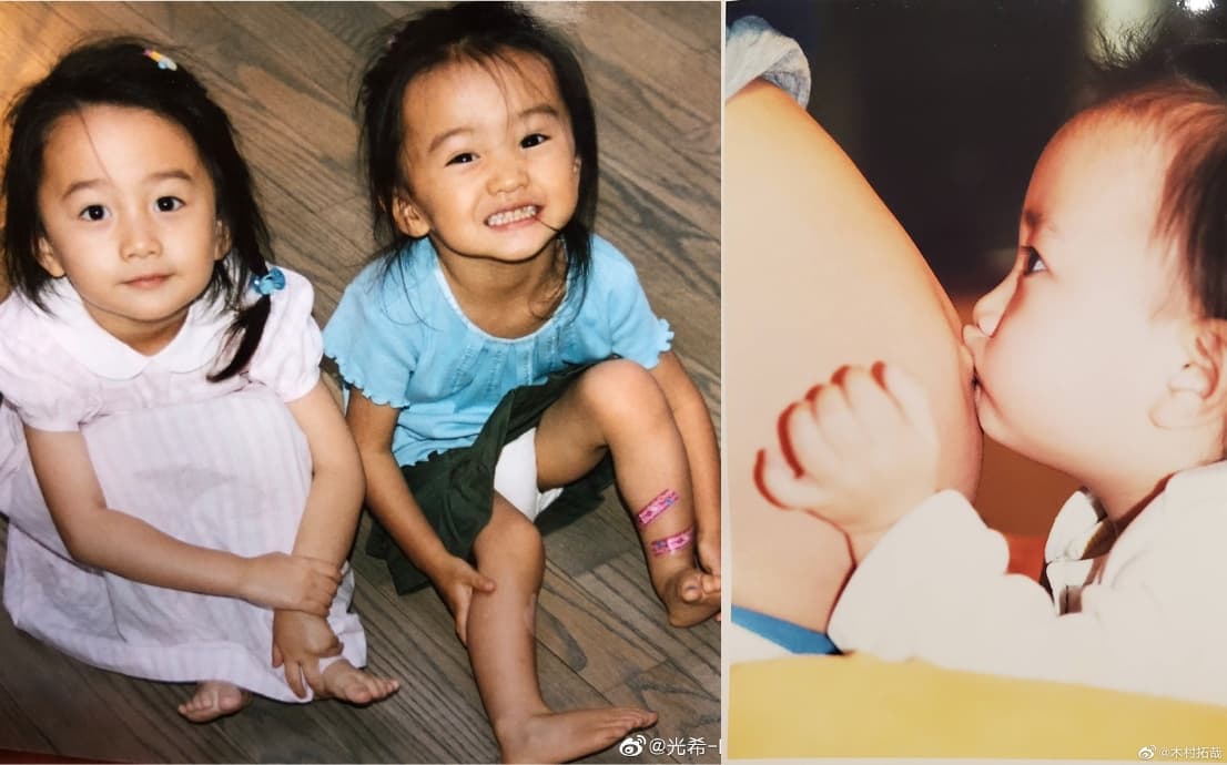 木村拓哉長女心美今日生日，他和小女兒光希都貼出舊照祝心美生日快樂。（木村拓哉、光希-Koki微博）