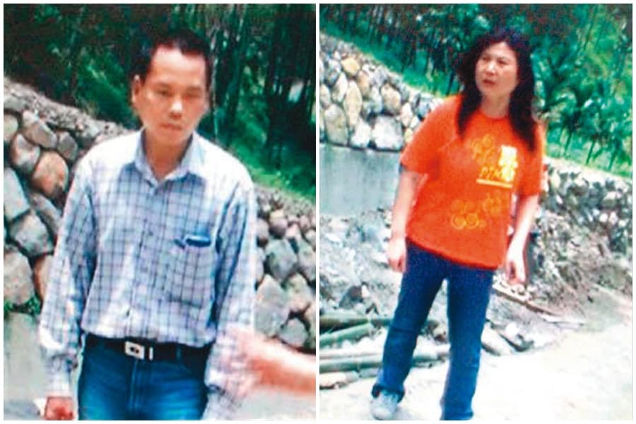邱清彥（左圖）、賴慧慈（右圖）這對驚世夫妻在現場模擬時，互相攻擊叫囂。（翻攝畫面）