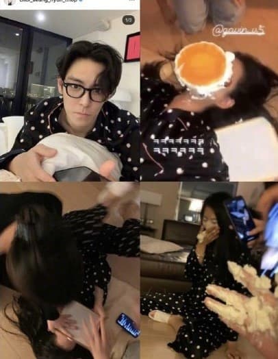 T.O.P和金佳彬被抓包有同款睡衣。（翻攝自推特）
