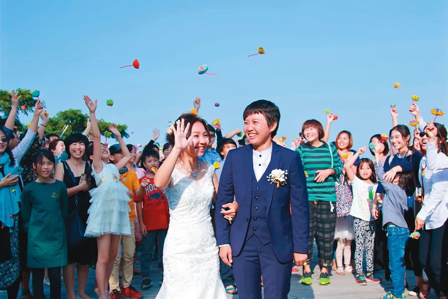 收養前,林怡如、陳怡伶舉辦婚禮,但因為法律規定只能單身收養,無法登記結婚。(林怡如提供)