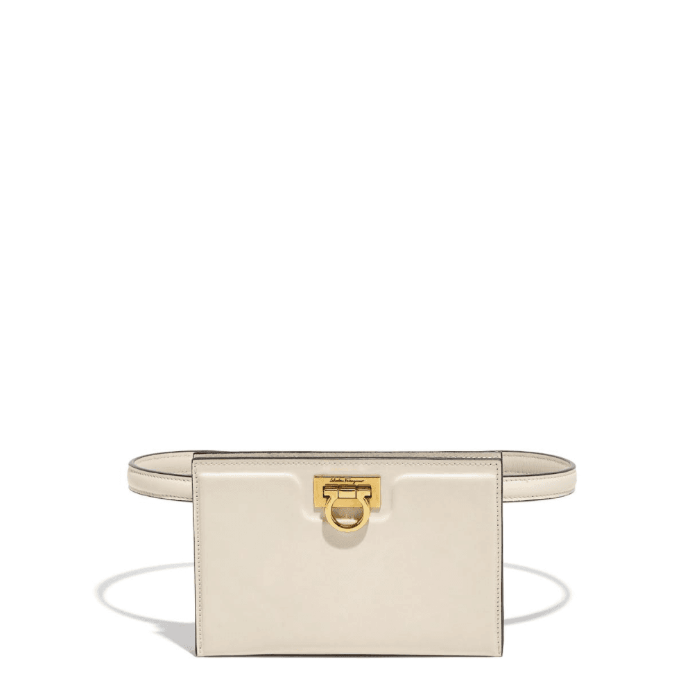 TRIFOLIO白色牛皮腰包。NT$35,900（Salvatore Ferragamo提供）
