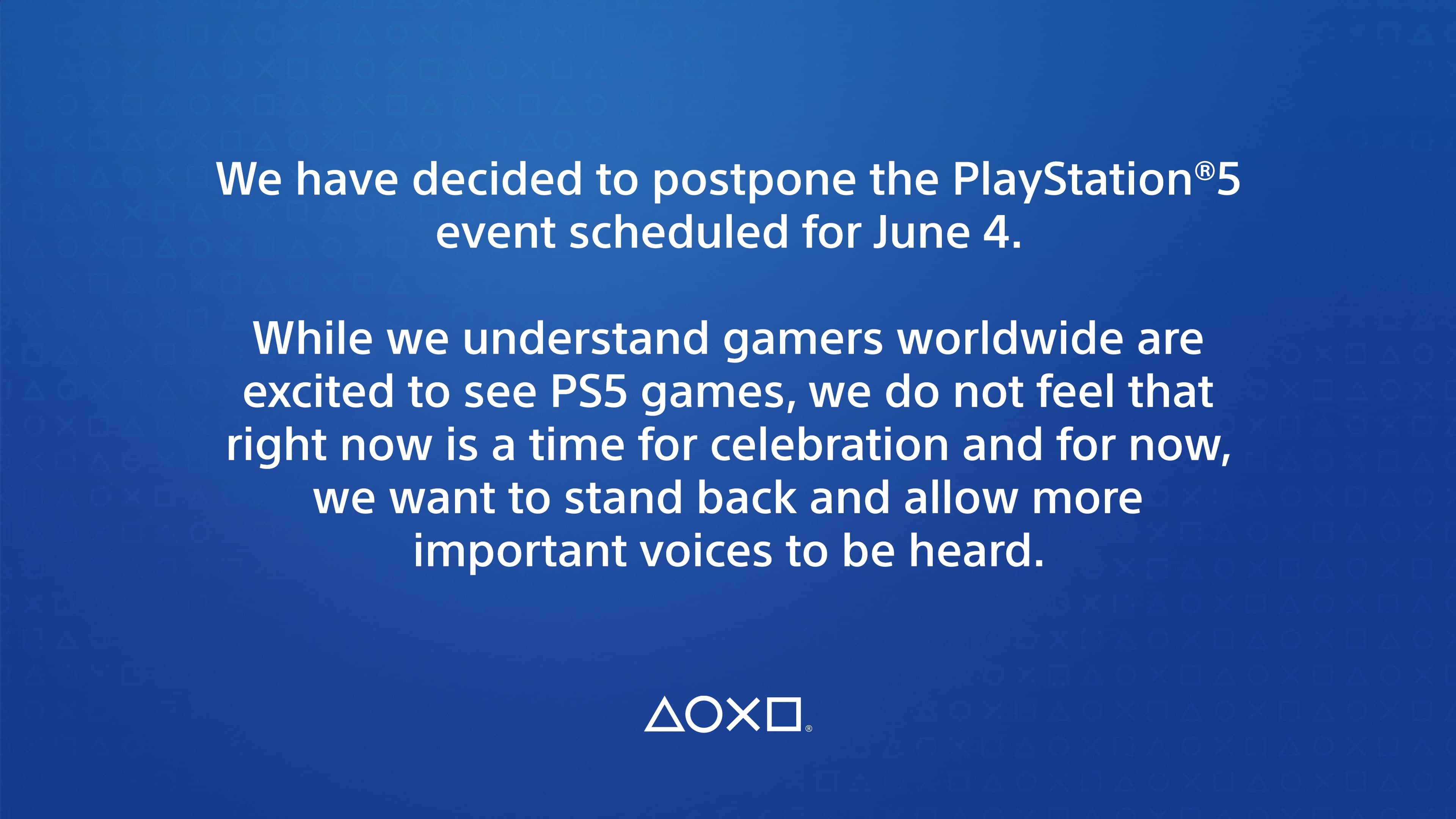 SIE宣布PS5發布會延期。（翻攝自@PlayStation Twitter）