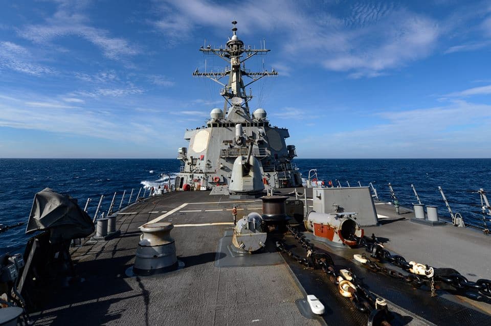 美軍第七艦隊「六四」航經台灣海峽，支援維持印、太地區安全任務。（翻攝自U.S. 7th Fleet臉書）