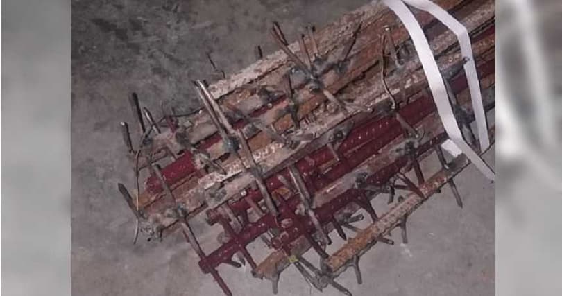 中印衝突後，中國軍隊遭爆使用大量鐵釘製成的狼牙棒攻擊印度軍人。（翻攝自推特@ajaishukla）