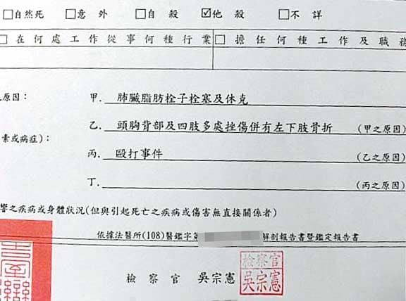 蔡男送醫後不治，法醫相驗後確認是遭毆打而他殺致死，案件至今發生快1年，吳宗憲遭家屬指控急著落跑當官，案件卻未偵結。（翻攝臉書爆料公社）