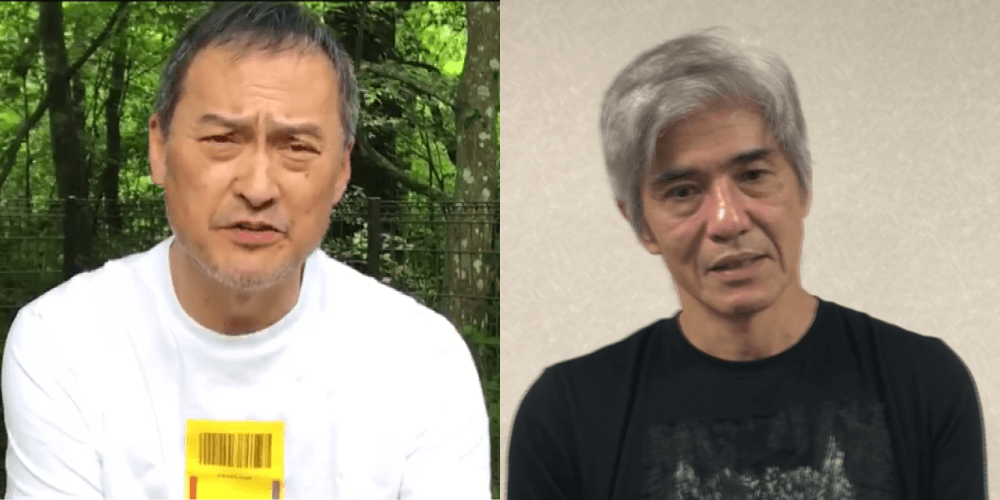 日本兩大影帝渡邊謙（左）和佐藤浩市特地向台灣影迷錄製問候影片。（截圖自影片）