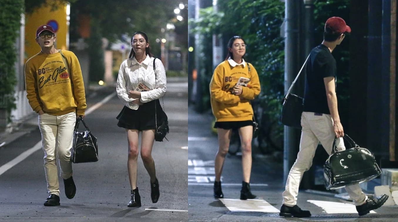 三浦春馬曾被拍到與三吉彩花晚上去酒吧小敘，出酒吧後原本三浦身上的衛衣換到了女生身上。（網路圖片）