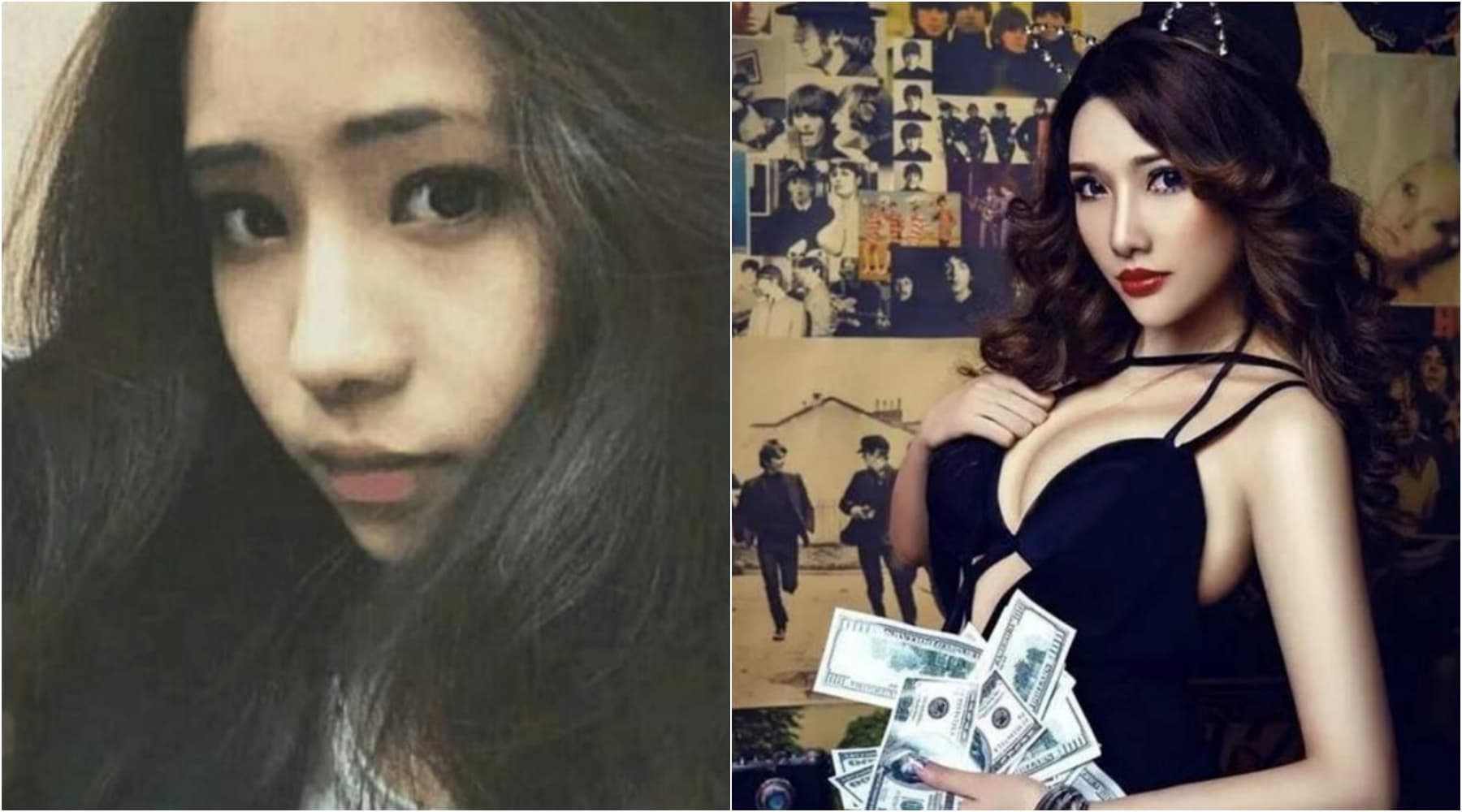 張女（右）自稱是當年優衣庫女主角，還改名叫「馬伊娜」出道，日前遭踢爆根本不同人，真正的活春宮女主角是余藝（左）。（圖片翻攝自微博）
