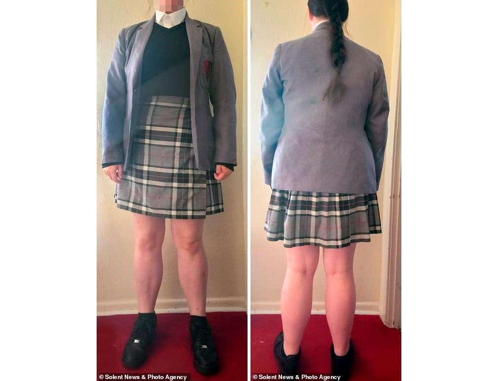 其中一位女孩的家長認為，制服讓學生們看起來神清氣爽，但他們實在無力再買一件裙子給女兒。（翻攝自《鏡報》／Solent News & Photo Agency）