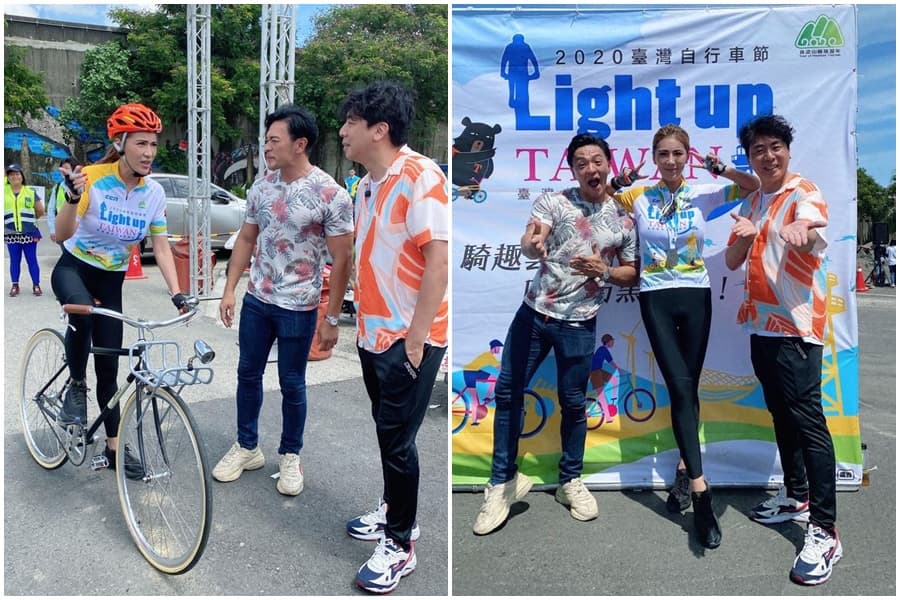 穿著緊身自行車服裝的小禎雖包緊緊，但好身材一覽無遺。（翻攝自小禎臉書）