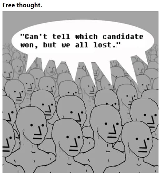「分不出來誰贏了辯論，但我們（人民）全輸了。」（翻攝自9GAG）
