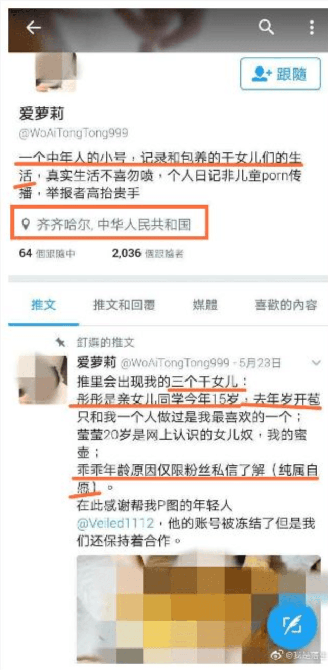 「愛蘿莉」遭逮捕後發現不雅貼文全是他捏造，根本沒有乾女兒的存在。（圖片翻攝自微博）