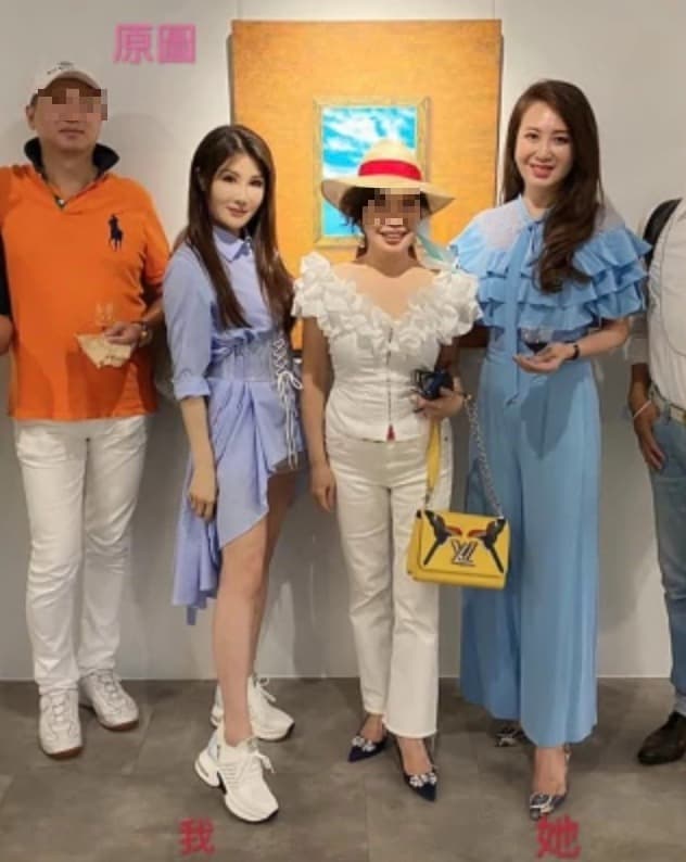 楊麗菁（左2）不滿林蘭芷（右1）將她照片「修醜」上傳臉書，在社群網站公開原圖。（翻攝自楊麗菁-粉絲團臉書）
