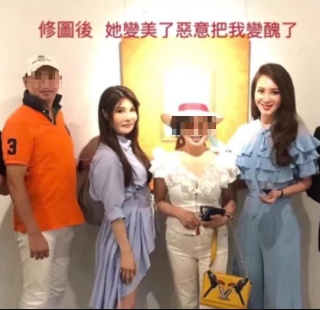楊麗菁（左2）不滿林蘭芷（右1）將她照片「修醜」上傳臉書，在社群網站公開原圖。（翻攝自楊麗菁-粉絲團臉書）