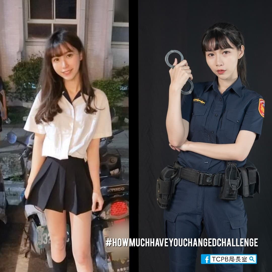 正妹女警高中制服照曝光，掀起網友關注。（翻攝自TCPB 局長室臉書）