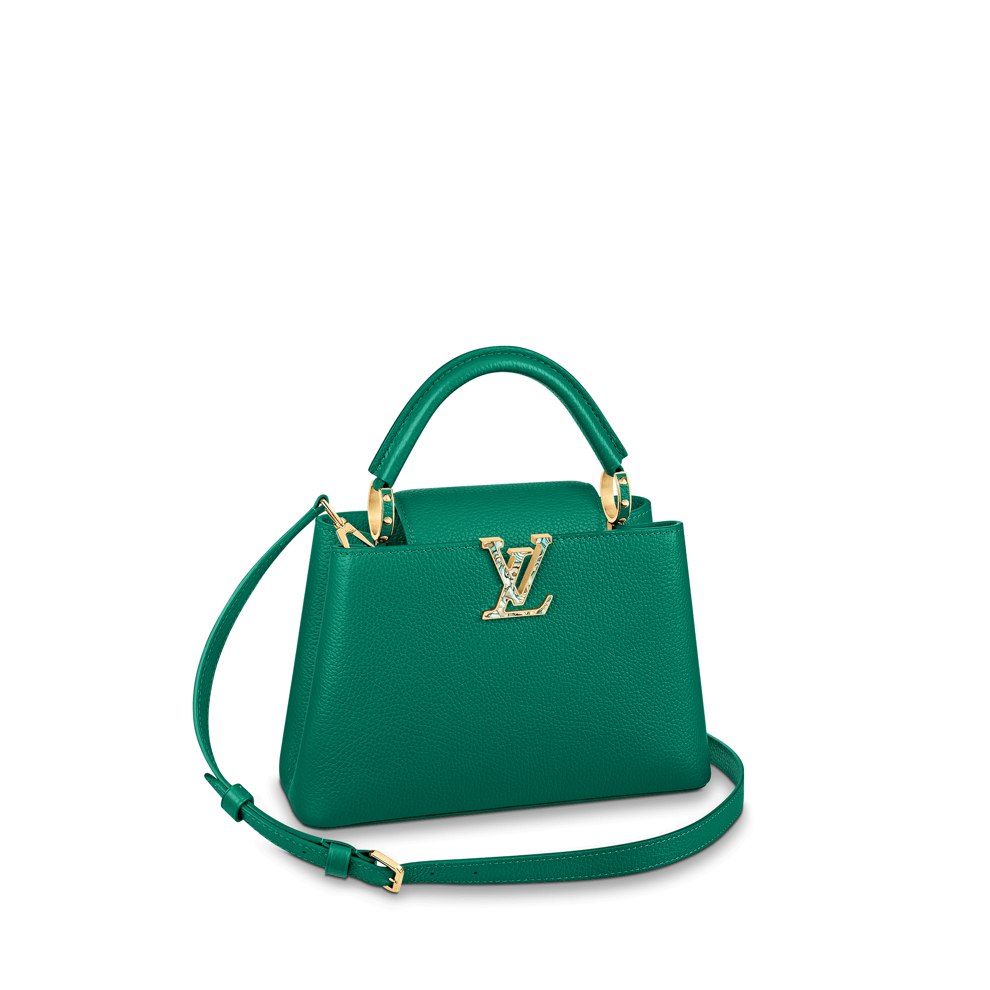鮑魚彩殼裝飾BB尺寸Capucines手袋 價格店洽 LOUIS VUITTON。（LOUIS VUITTON提供）
