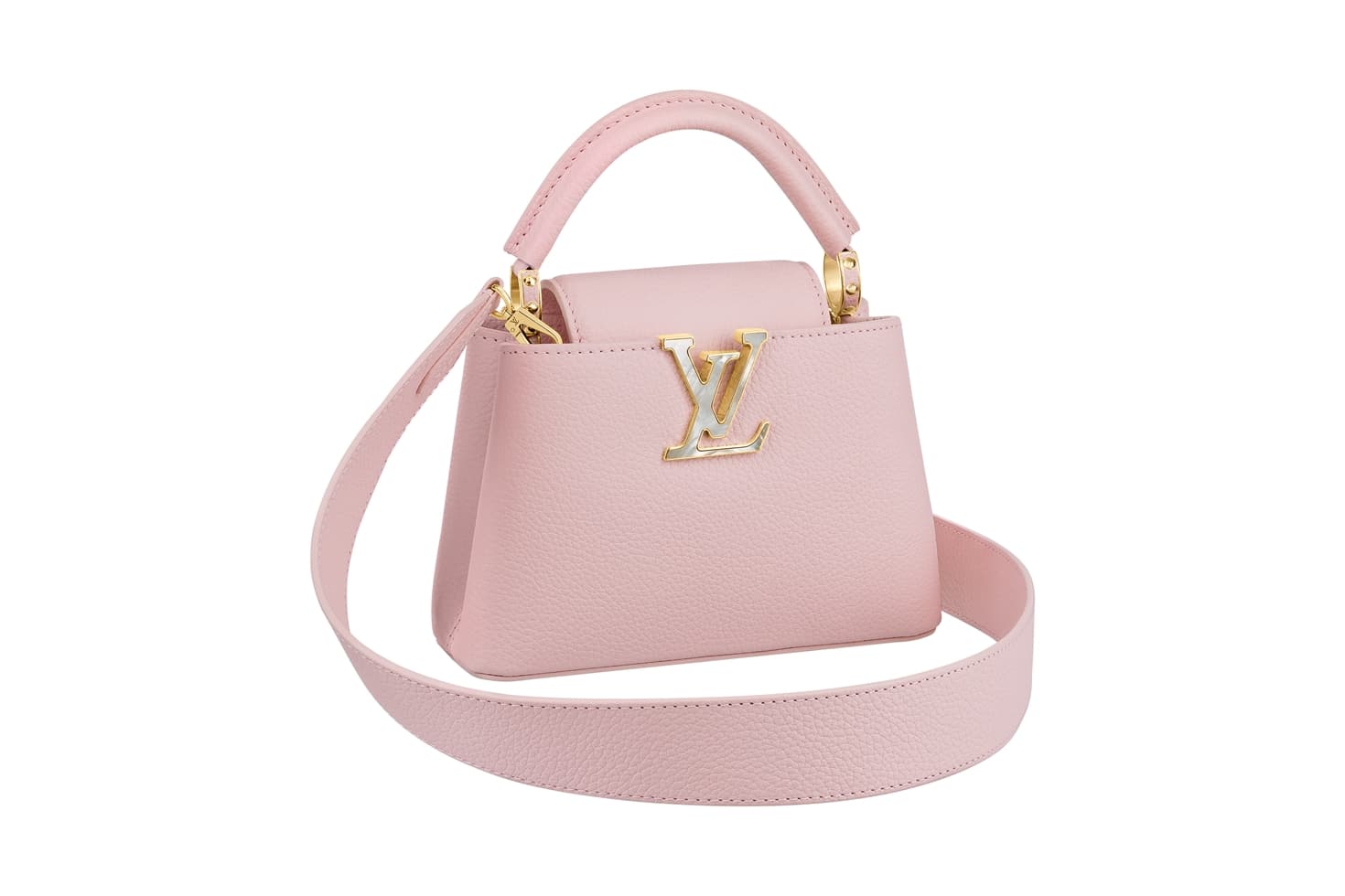 珍珠母貝裝飾Mini尺寸Capucines手袋 價格店洽 LOUIS VUITTON。（LOUIS VUITTON提供）