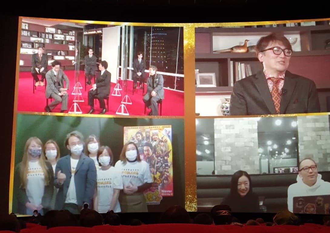 《新解釋．三國志》昨與韓國、香港、台灣三地連線，尚未上映的韓國與香港派出片商與演員導演互動。（王怡文攝）