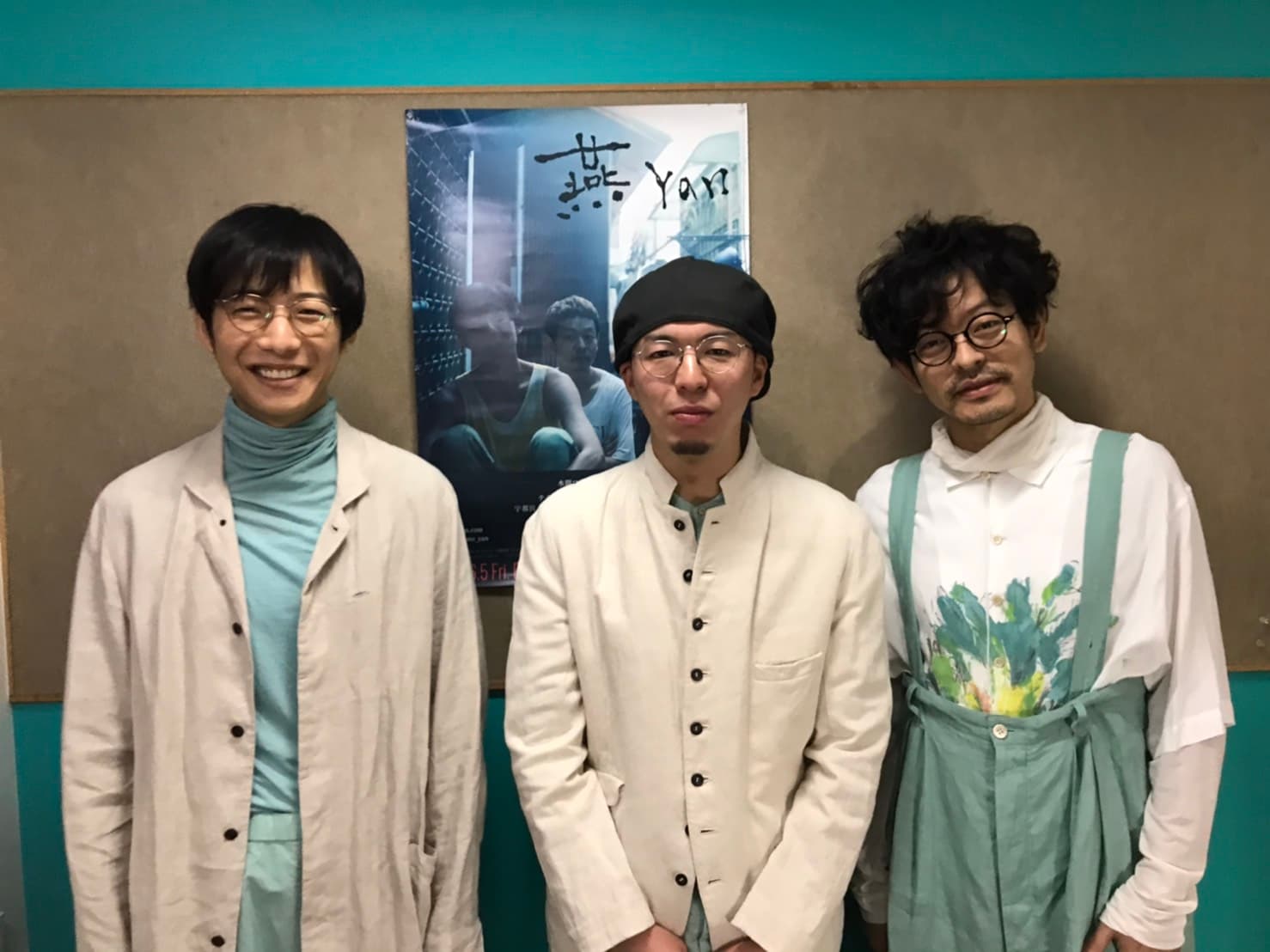 《燕》導演今村圭佑（中）和演員水間龍（左）、山中崇很感謝來台拍攝時民眾與台灣工作人員的協助，盼未來能再次來台拍戲。（希望行銷提供）