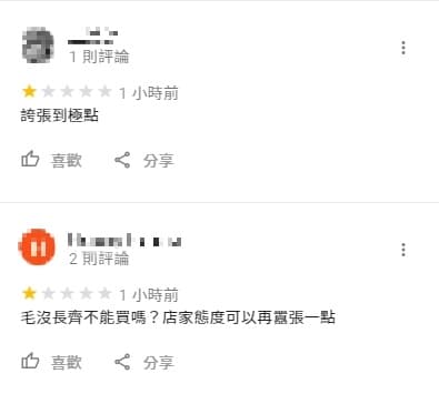 肉店嗆熊貓風波延燒，無辜店家遭波及洗負評崩潰表示「拜託停止」。（翻攝自Google地圖）