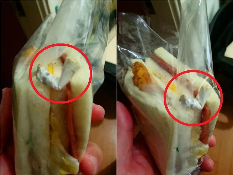 點了三明治卻被「免費加料」菸蒂，讓網友直呼噁爆。（翻攝自「爆怨公社」臉書）