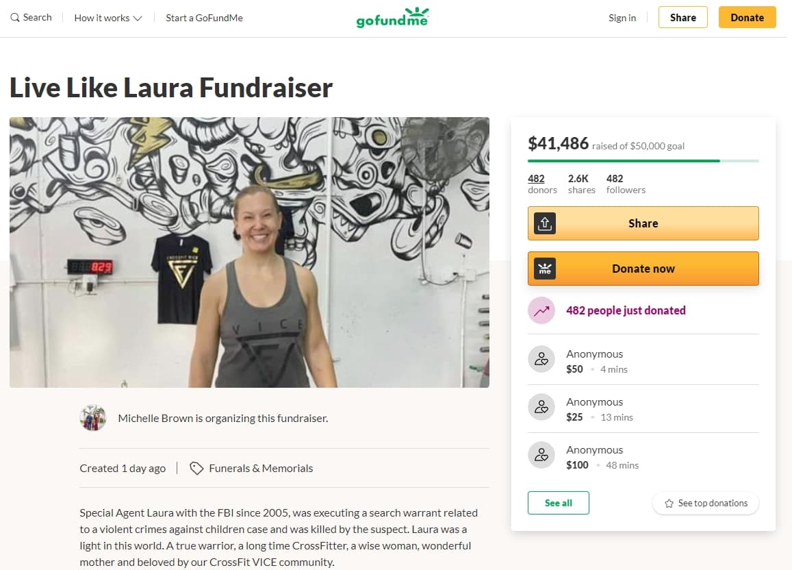 有人為了紀念殉職的史瓦辛柏格，在募資平台發起募款。（翻攝自GoFundMe）