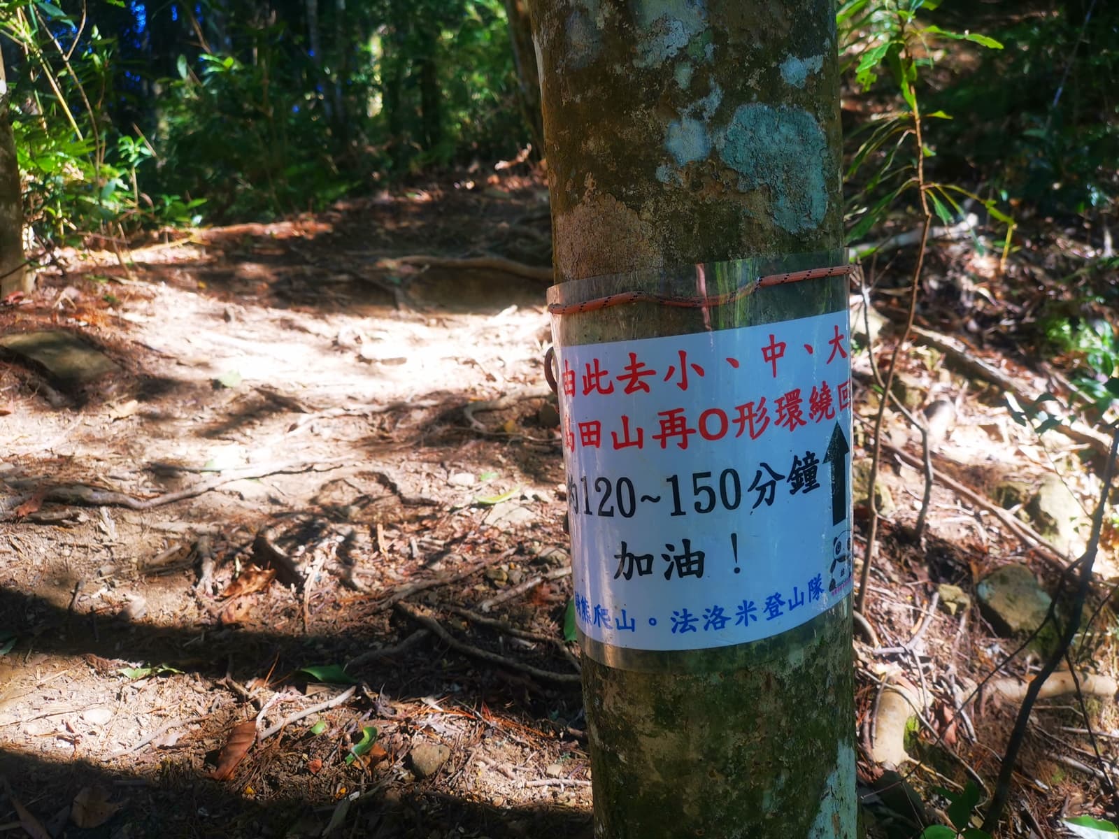 分叉路時的路標註明時程。