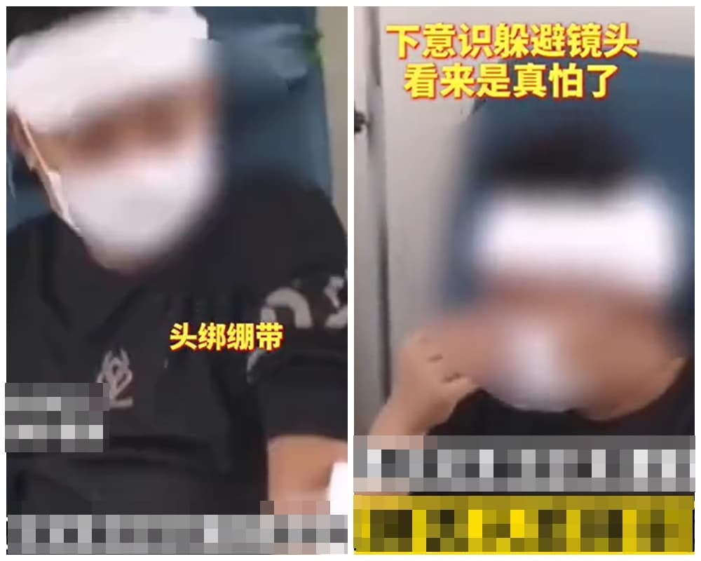 家暴男遭妻子反擊後，人被送往醫院醫治，並向妻子保證：「以後都不敢了」。（翻攝自微博）