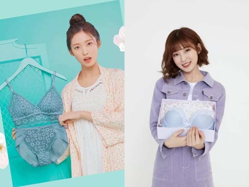 「Oh My Girl」Arin拍攝的內衣代言照中，展現較為清純可人的風格。（翻攝自韓國論壇The Qoo）