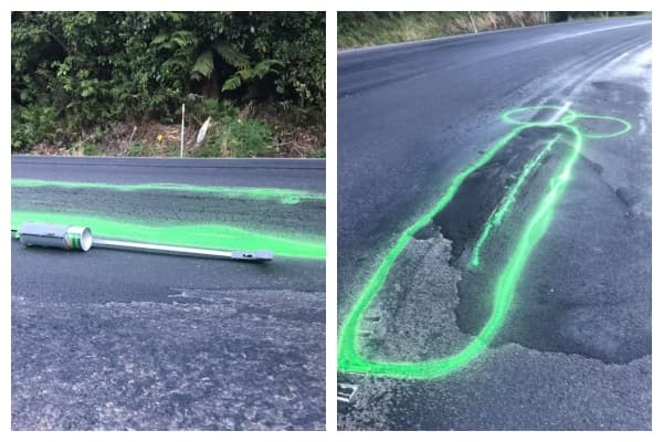 厄普森「作畫」的行為，讓交通局感到非常不滿。（翻攝自Geoff Upson Road Safety Campaigner臉書）