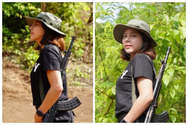 塔泰泰為了反抗軍政府，宣布暫別演藝事業，加入少數民族反抗軍。（翻攝自Htar Htet Htet推特）