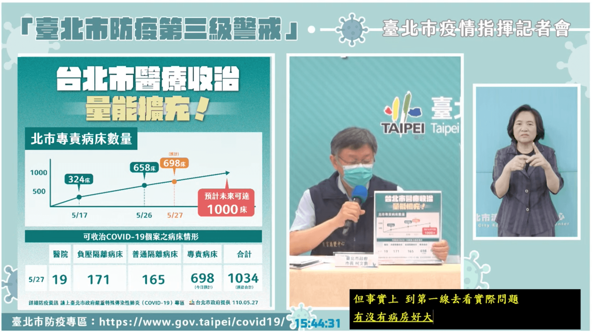 台北市醫療量能擴充計畫。（翻攝自柯文哲YouTube）