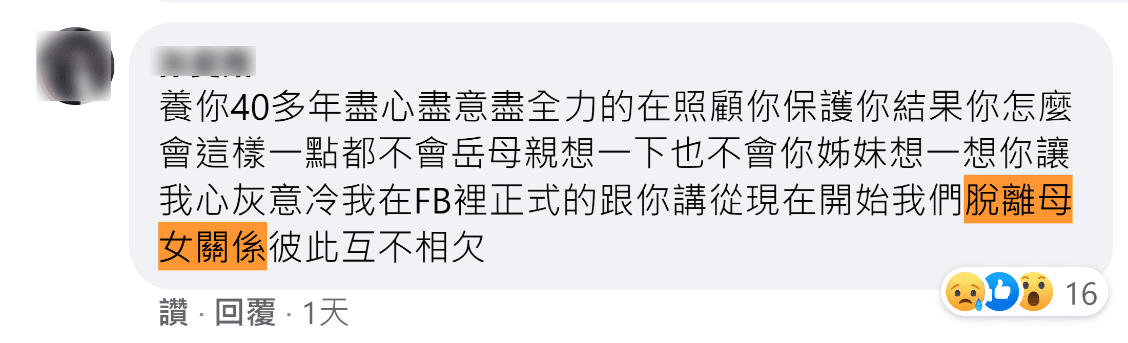 邱女母親氣到揚言「脫離母女關係」。（翻攝自當事人臉書）