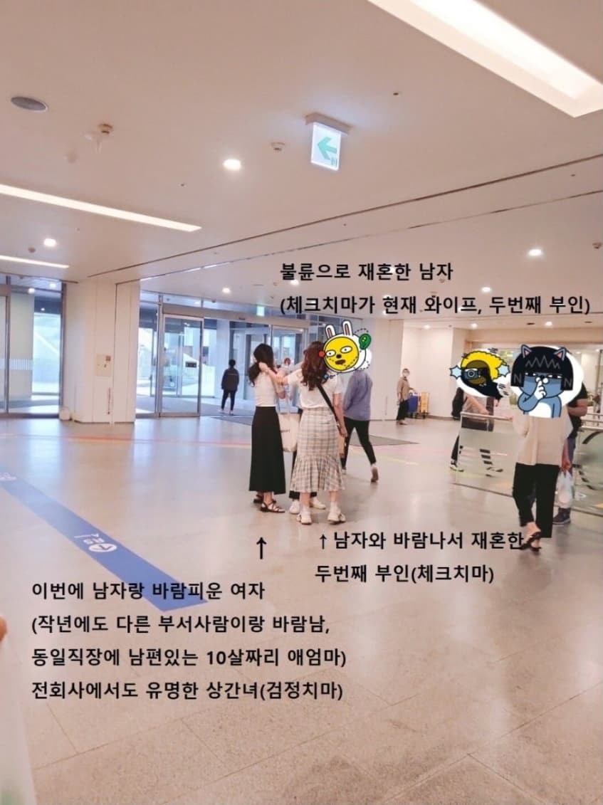 據當地網友指認，穿格紋裙的是外遇男的第2任太太、也是前小三；穿黑裙的則為已婚的現任小三。（翻攝自ruliweb）