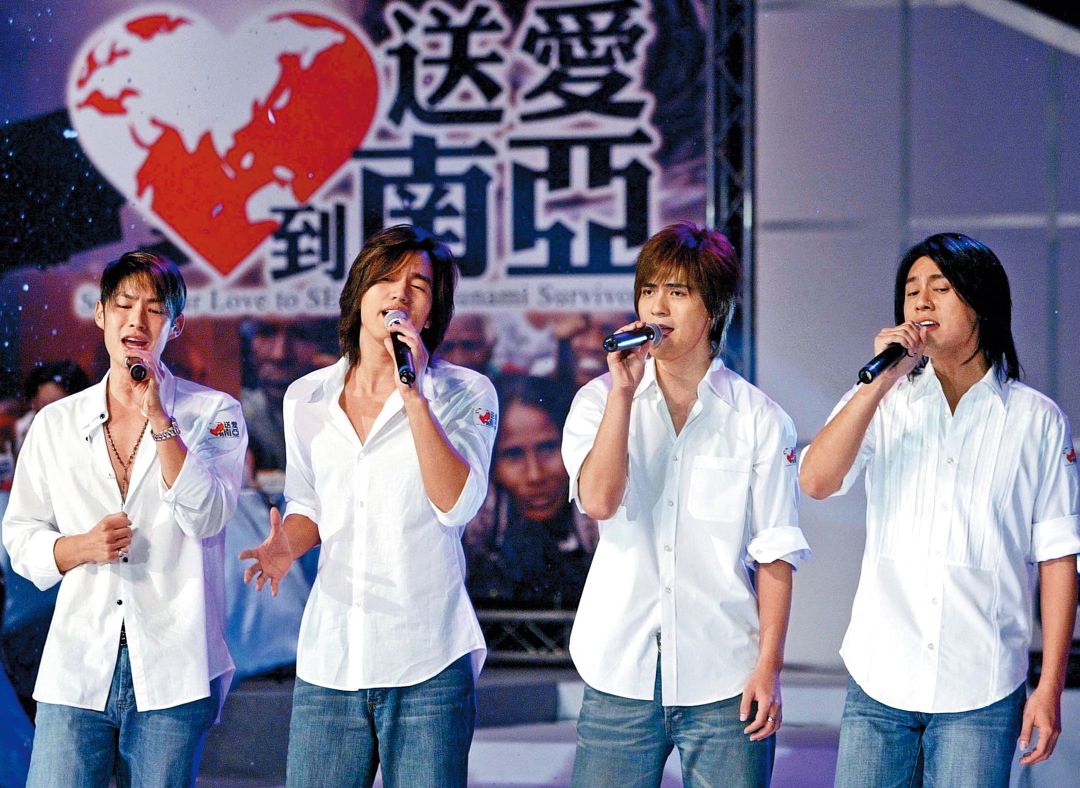 當年F4紅遍亞洲，在各地都開過演唱會，其中言承旭（左二）更是人氣最高的一哥。左起為吳建豪、周渝民與朱孝天。（東方IC）