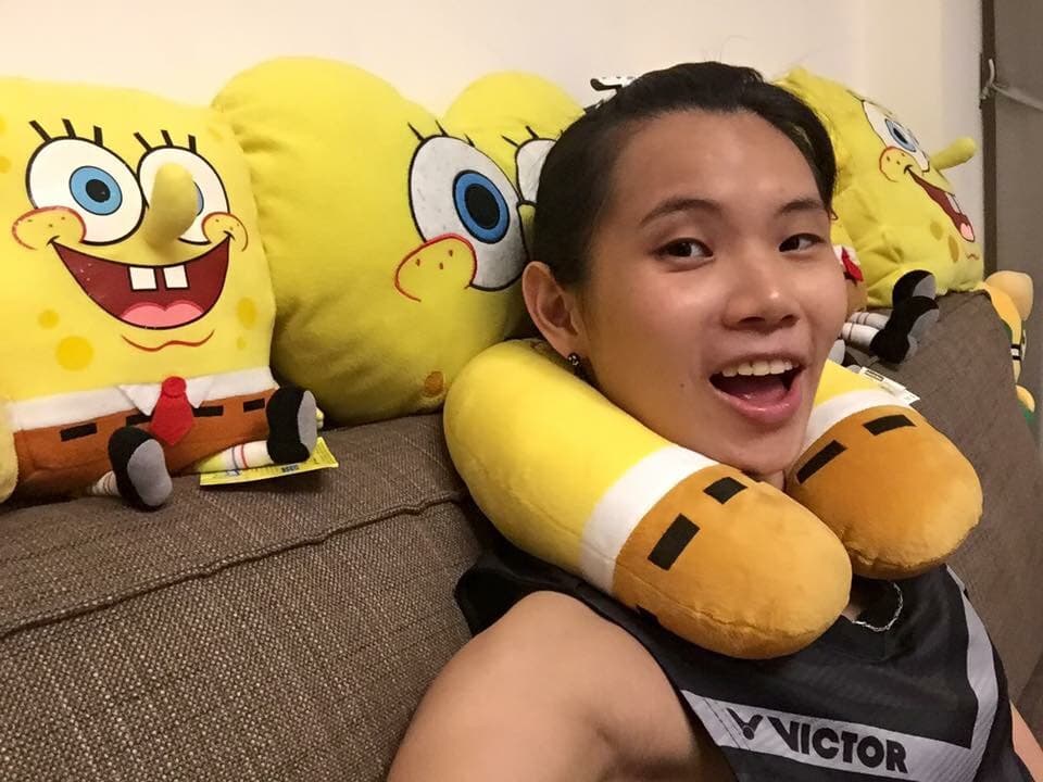  戴資穎不打球之餘喜歡聽歌、看海綿寶寶舒壓。（合作金庫提供）