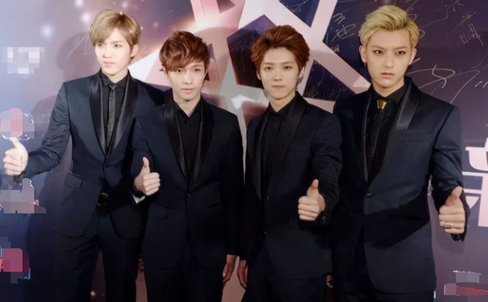 吳亦凡（左起）、張藝興、鹿晗與黃子韜被稱為EXO歸國四子，如今只剩張藝興仍在團內。（網路圖片）