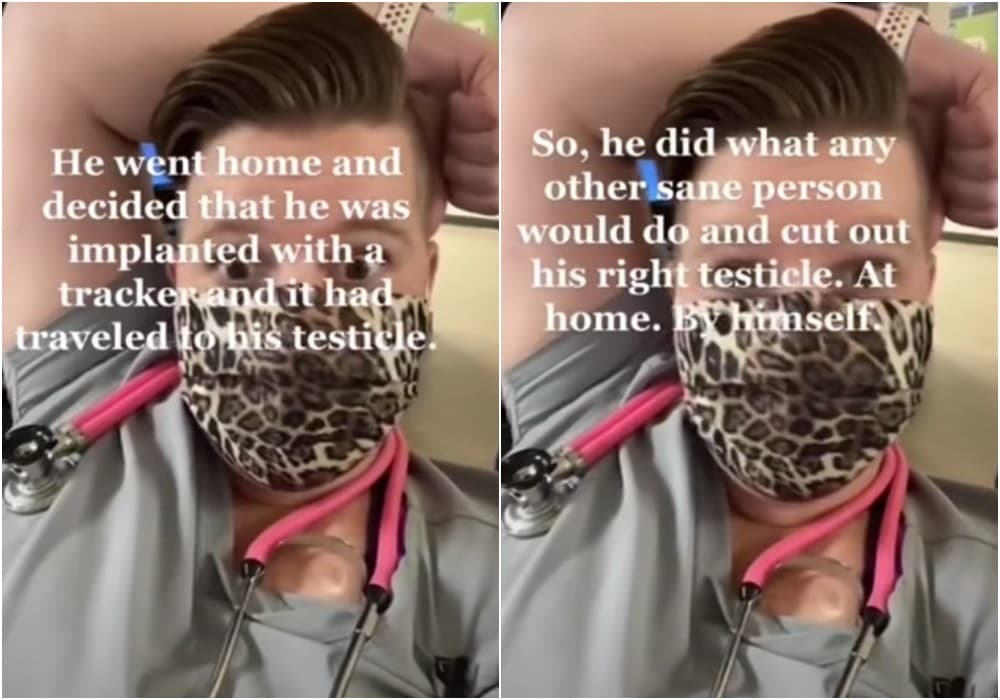 一名護理師分享，該名自宮的男病患割睪丸的經過。（翻攝j8kfrmst8frm的TikTok）