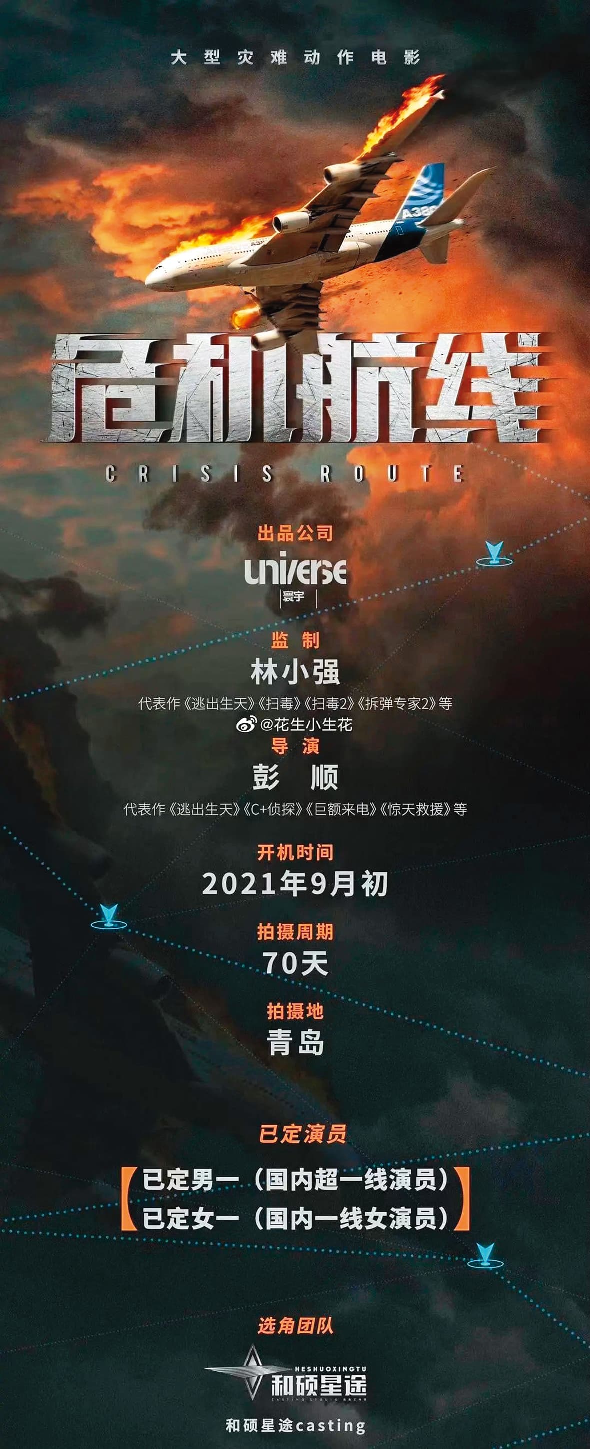 《危機航線》由彭順執導，據悉男女主角是劉德華與張子楓。