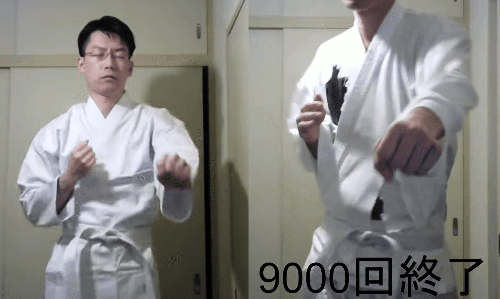 《獵人》鐵粉樽江持續直播每天打一千次感謝的正拳，除了道服練到破爛，網友驚嘆拳法真的進步超多，人也變得精瘦。（圖片翻攝Youtube頻道「樽江突撃」）