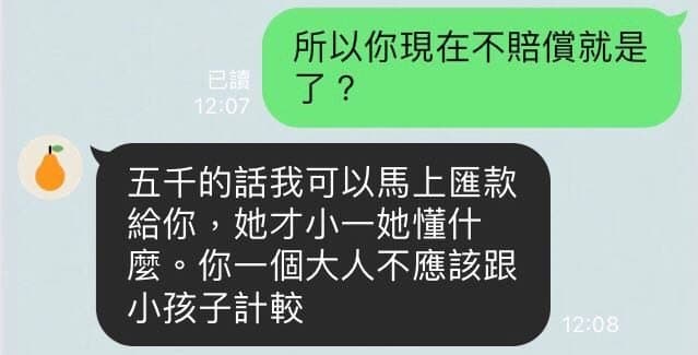 價值5萬元的昂貴人形玩偶被小學表妹玩壞，但姑姑只肯賠償5千元。（翻攝Dcard）