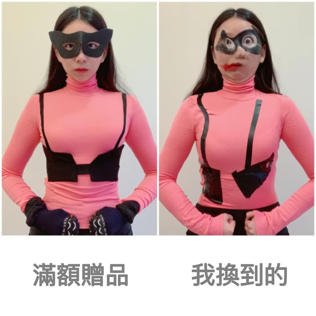 正妹「30才jk濃濃」完美詮釋全聯漫威英雄公仔的兩種版本。（翻攝自30才jk濃濃臉書）