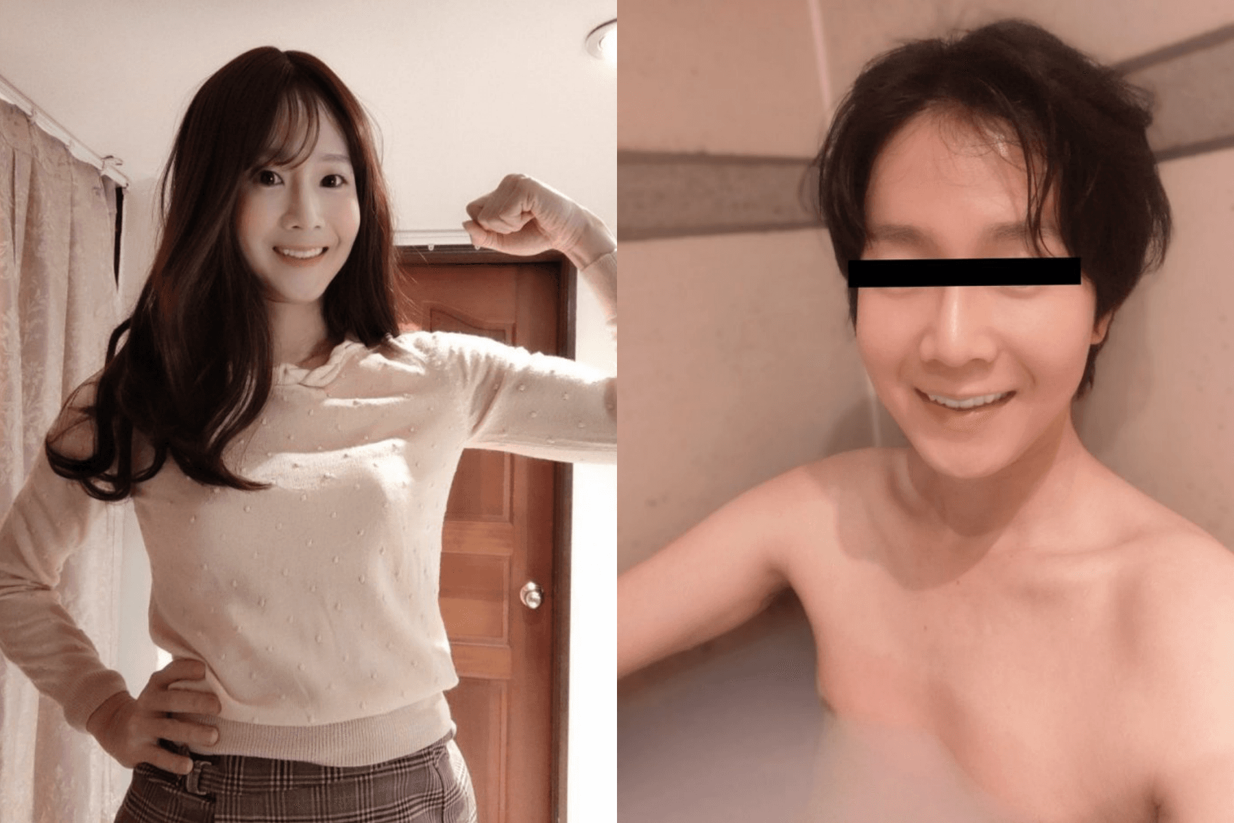 大叔雖然將自己的眼睛馬掉，不過仍看得出來五官相當清秀。（翻攝自Dcard）