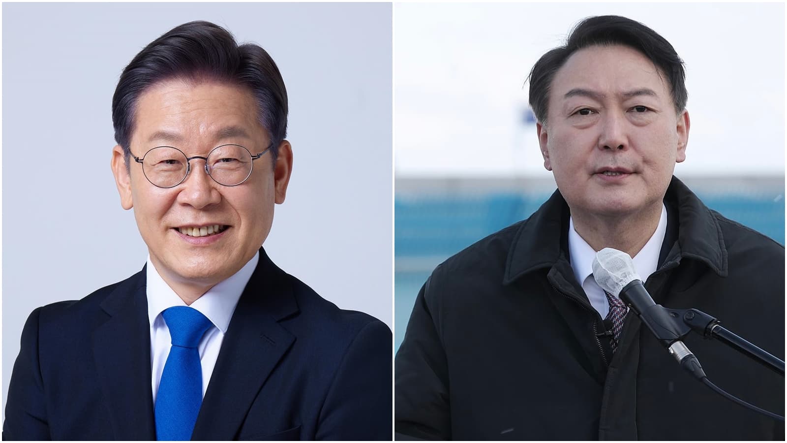 南韓第20屆總統大選最終投票率來到77.1%；右為尹錫悅、左為李在明。（翻攝自尹錫悅、李在明臉書）