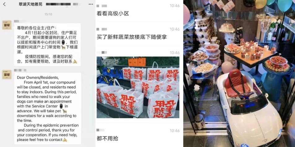 豪宅建商在社區1樓架設精緻Buffet，隨時提供點心咖啡，新鮮蔬菜隨意拿。（翻攝騰訊「王耳朵先生」）