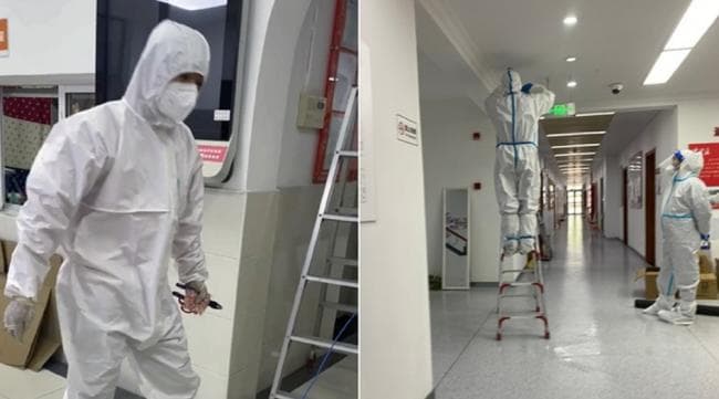復旦大學學生拍下校方新裝監視器的畫面。（微博照片）
