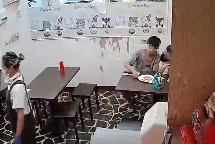 兩人接受店家重新做一份餐點，看起來並無異樣。（翻攝爆料公社）