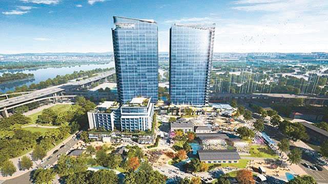 有「台灣國門」之稱的台北雙子星大樓，鋼材需求量立下國內超高大樓建築紀錄。（台北都市更新處提供）