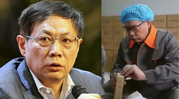 任志強入獄後（右圖），失去過往的霸氣，被迫強制勞動。（翻自《自由亞洲電台》）