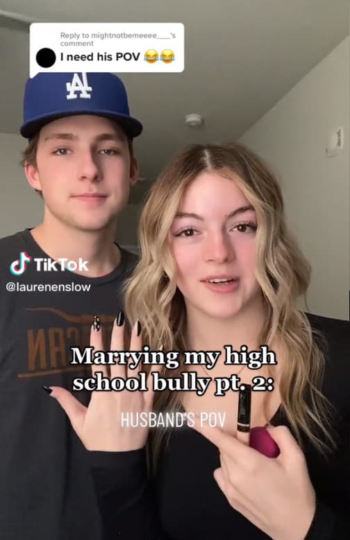 安斯洛在社群媒體公開兩人的戀愛故事,坦言自己已經原諒奧森過去霸凌行為。(翻攝抖音@laurenenslow)